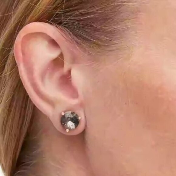 NWT Kate Spade Gumdrop Black Diamond Faceted Glass Stud Earrings Dust Bag - Picture 2 of 7